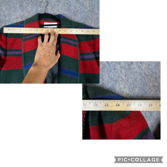 Vtg 90s Casual Corner Southwestern Aztec Striped Wool Blend Jacket Peacoat Sz 4 - Picture 14 of 15
